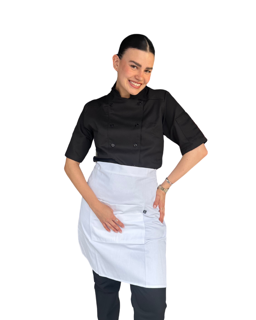 [R92302-100-M] zittro Medio mandil delantal chef Blanco. R92351-100