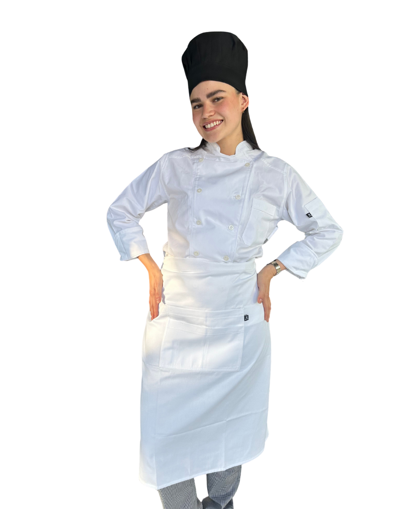 [R92302-100-G] zittro Medio Mandil G Chef Unisex Blanco
