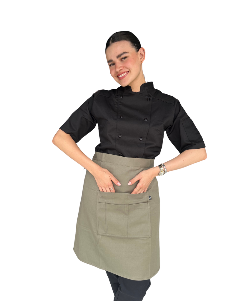 [R92351 350 M] zittro Medio mandil delantal chef Verde Cemento. R92351-333