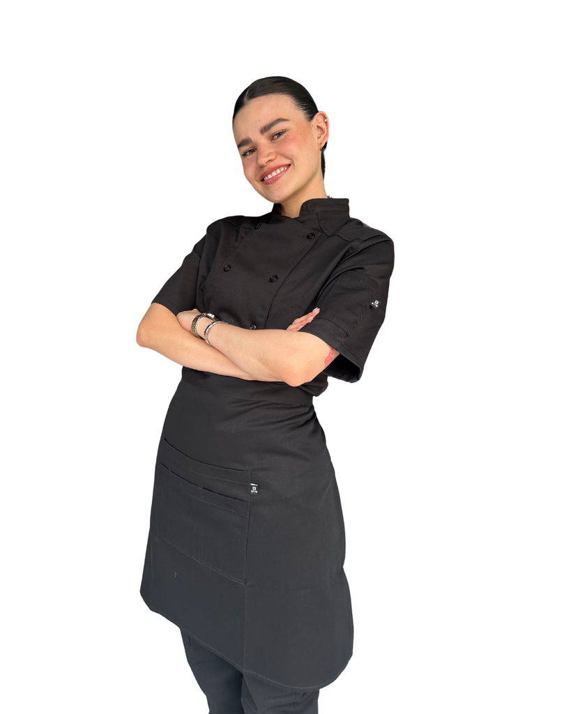 [R92302-010-M] zittro Medio Mandil Delantal Chef Unisex Negro
